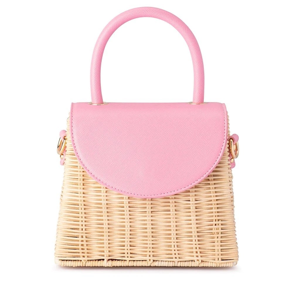 Donna Straw Top Handle in Pink Donna Straw Top Handle in Pink